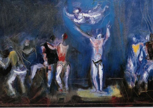 Ballerini in scena, 1984, olio su tela, cm 50x70, esposta Expo Arte di Bari (1999)